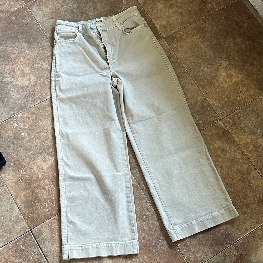 Paige Anessa - Wide Leg Light Beige Jeans - Picture 4 of 10